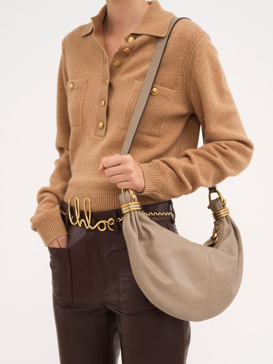 CHLOE Small Bracelet hobo bag in grained leather Motty Grey by CHLOE