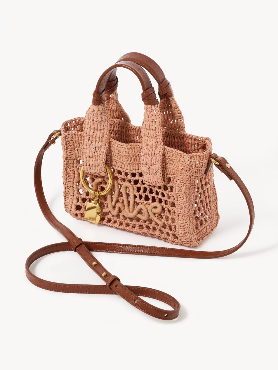 CHLOE Mini Summer Banana east-west tote bag in raffia Summery Beige by CHLOE