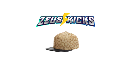 Coach Signature Jacquard Flat Brim Cap (Khaki/Black) – Size M/L