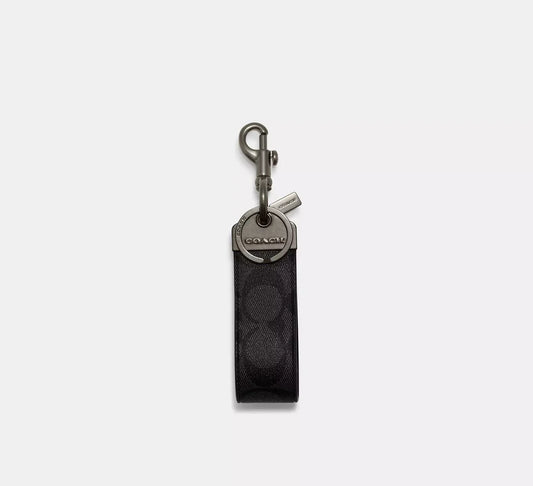Coach Loop Key Fob In Signature Canvas Charcoal: A Statement of Style and Utility