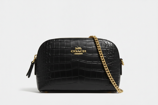 Coach Nolita 19 Embossed Crocodile Leather Gold Black Bag: Timeless Luxury in a Modern Silhouette