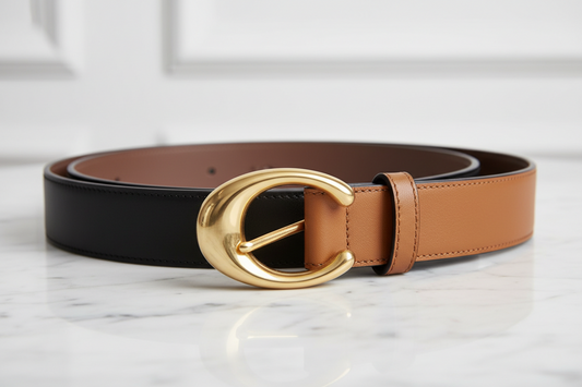 Coach Women's Sculpted C Buckle Reversible Belt – Two Elegant Styles in One Luxury Accessory