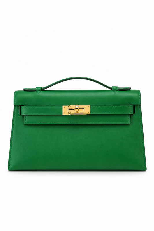 Hermès Swift Kelly Pochette Clutch – Vert Vertigo: A Bold Statement in Luxury