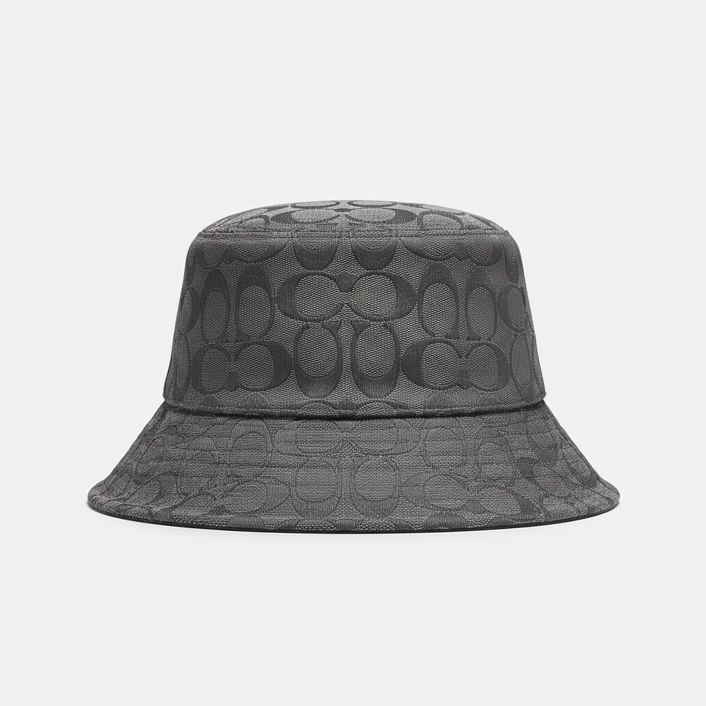 Coach Signature Jacquard Bucket Hat (Medium/Large Charcoal): Luxury Streetwear Essential