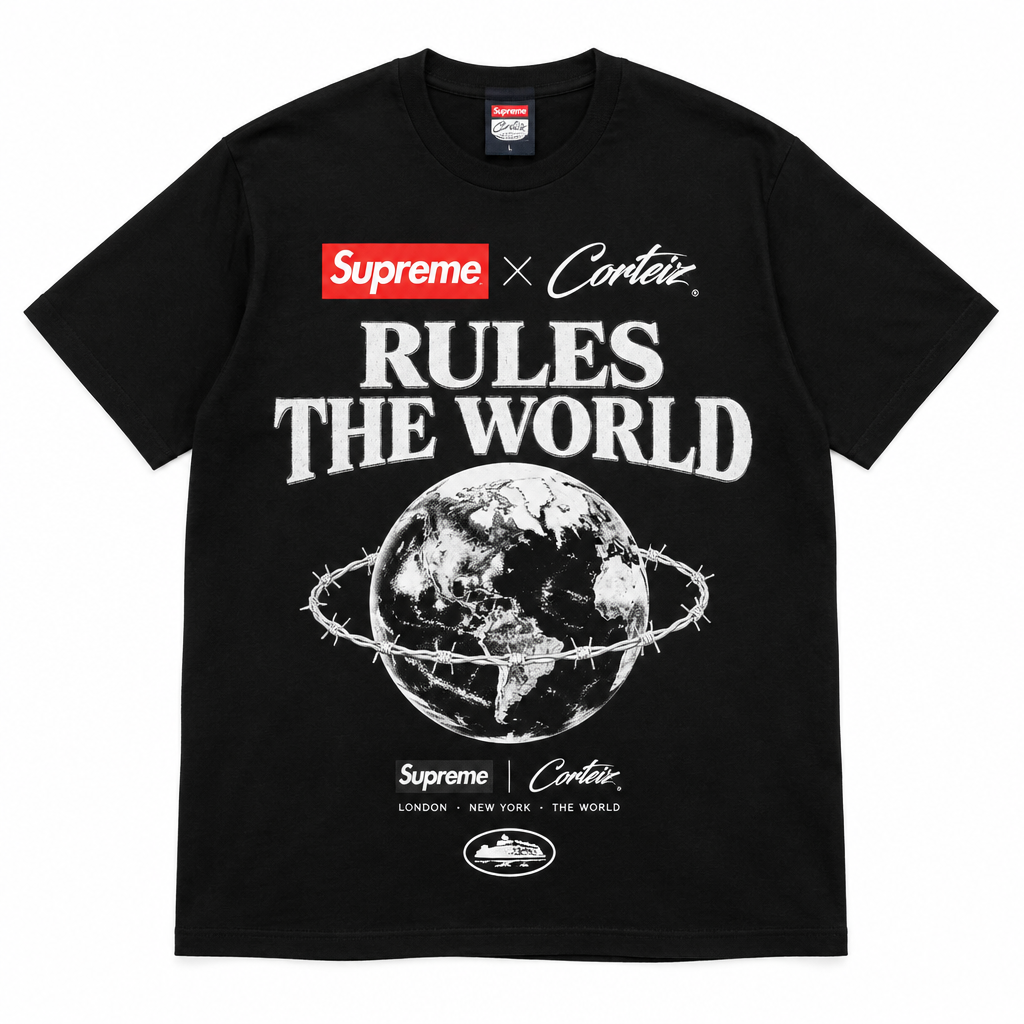 Supreme Corteiz Rules The World Tee Black