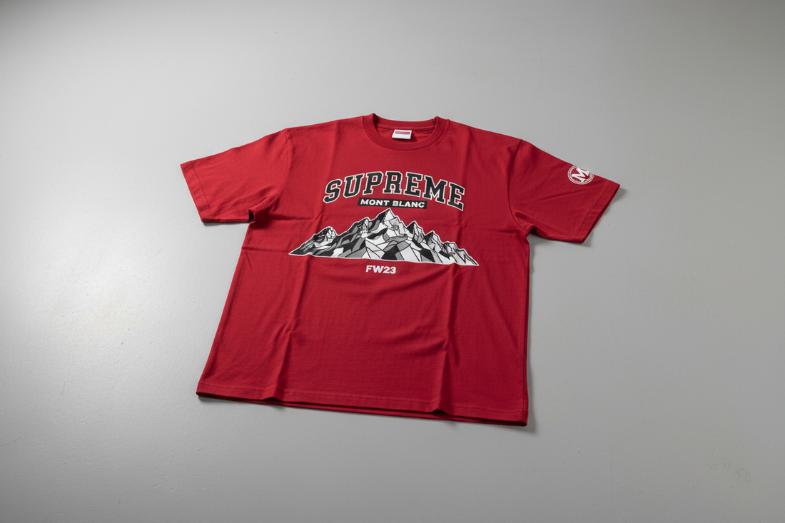 Supreme Montblanc Tee FW23 Red – Where Streetwear Meets Luxury Heritage