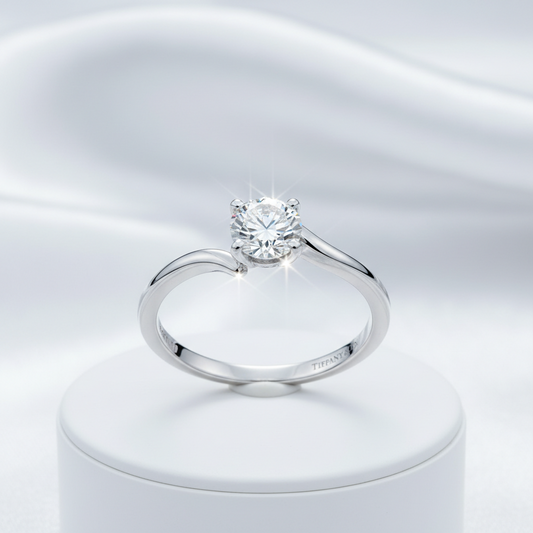 Tiffany &amp; Co. Classic Prawn Platinum 0.37 Carat Solitaire Ring: Timeless Luxury in Every Detail