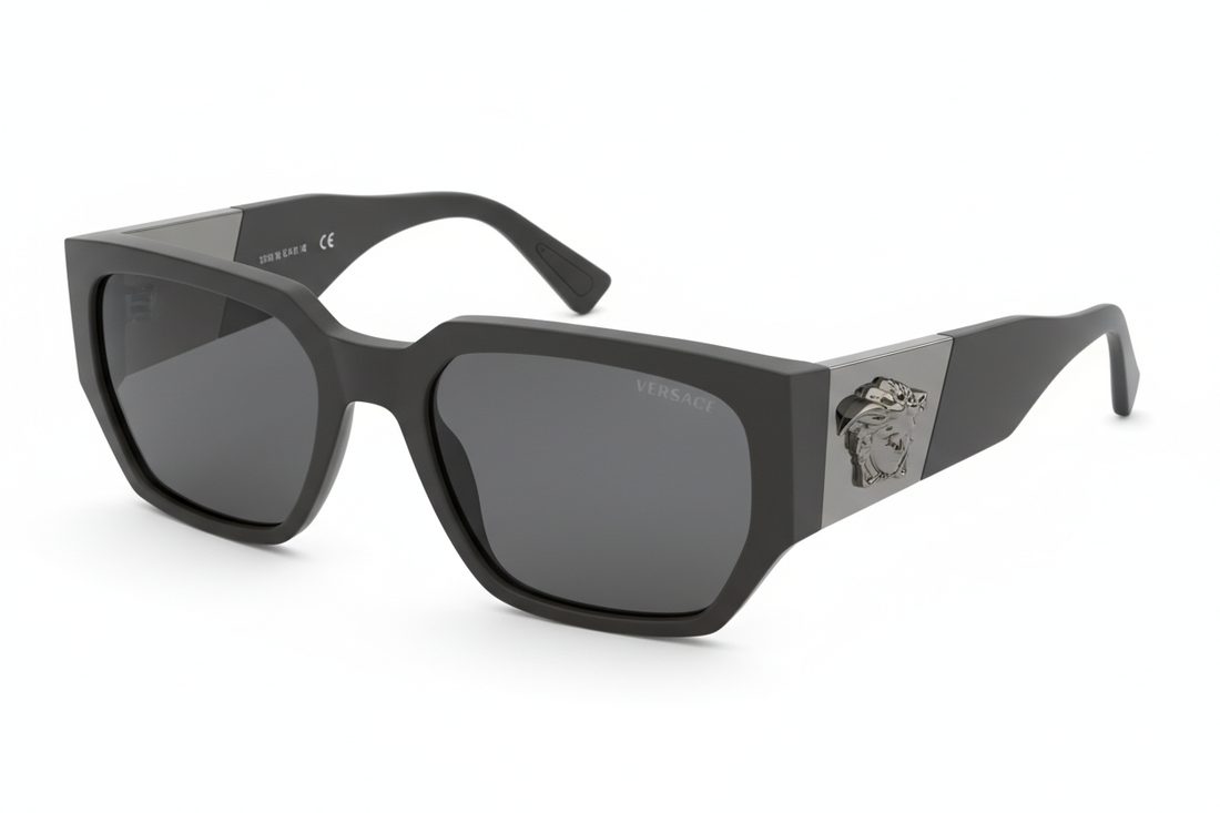 Versace Dark Grey Geometric Men’s Sunglasses: Bold Luxury with Architectural Precision