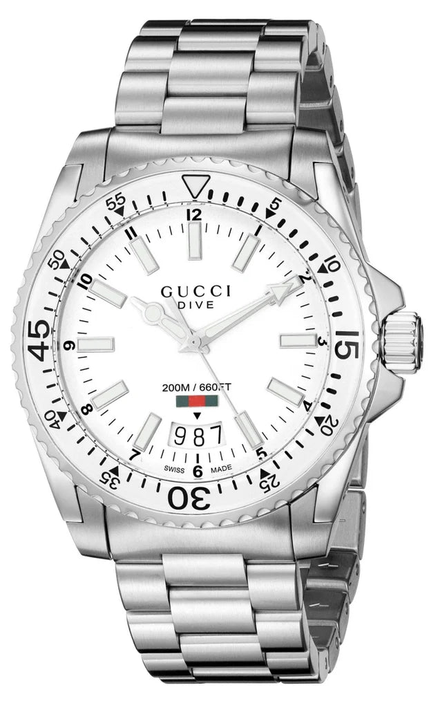 Gucci YA136302 Men's Quartz Stainless Steel White Dial Watch