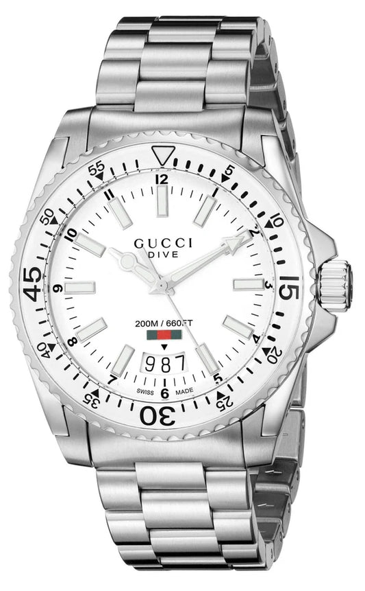 Gucci YA136302 Men's Quartz Stainless Steel White Dial Watch