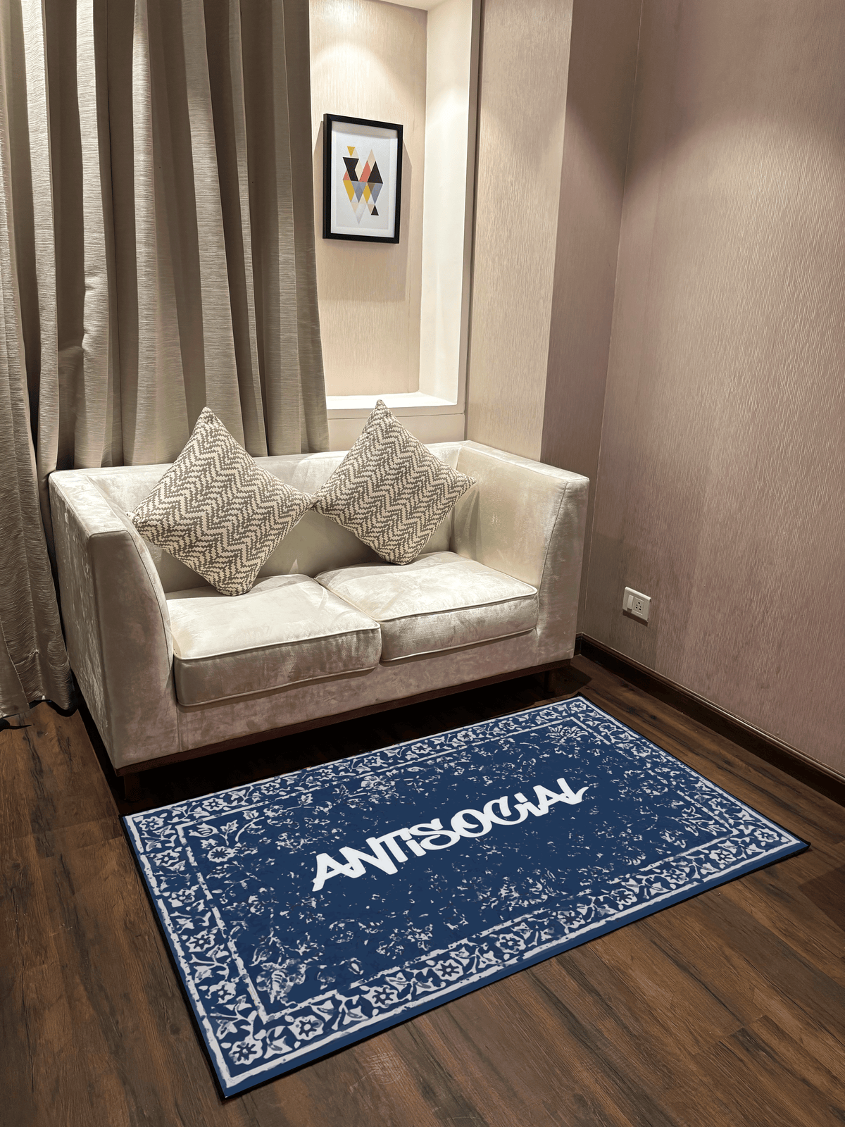 Anti Social Traditional design Washable  Custom Rug by THE DRIP CO. RUGS