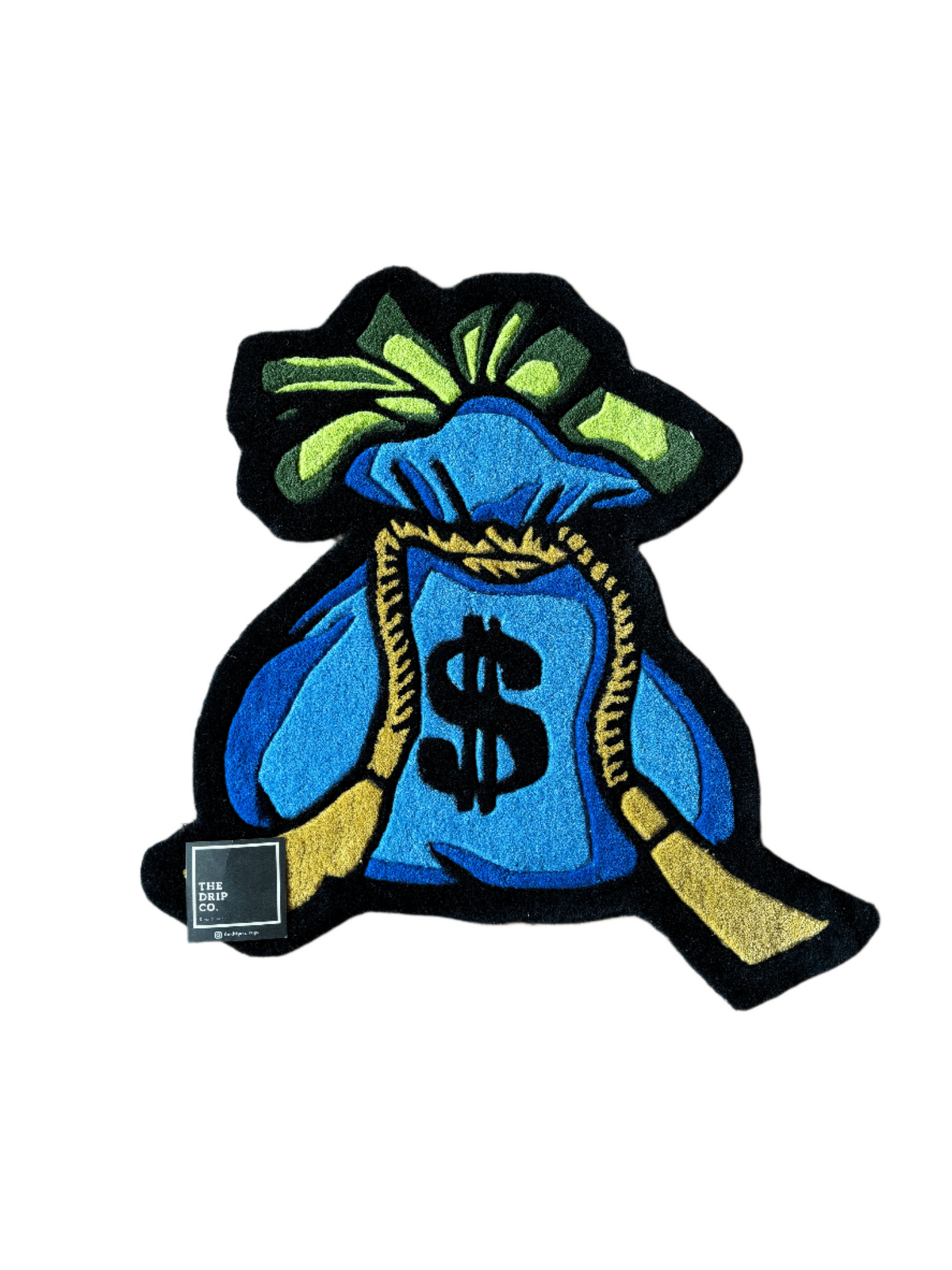 Blue Money Bag Fortune Hand Tufted Custom Rug by THE DRIP CO. RUGS