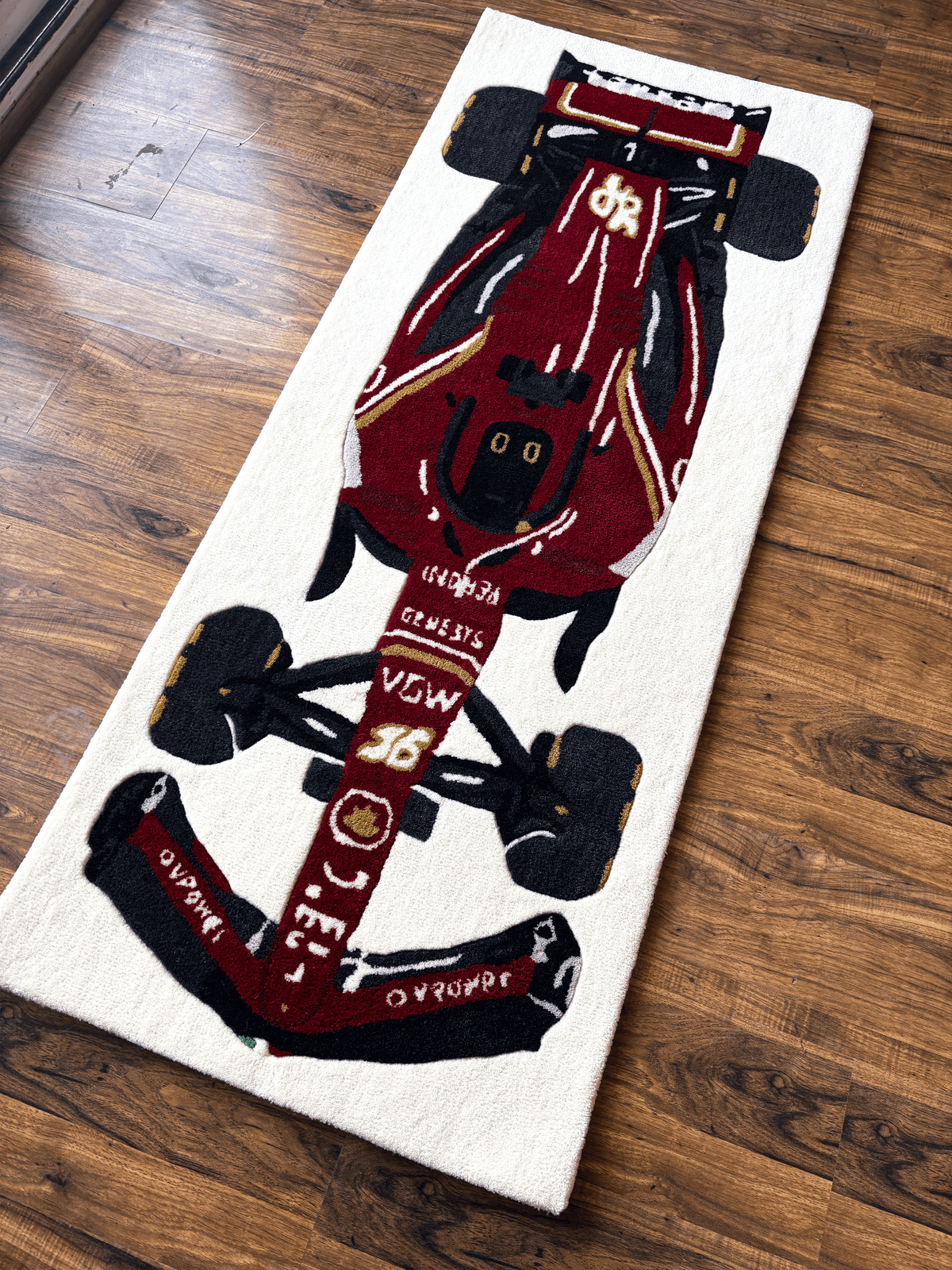F1 Ferrari inspired Racing Car hand tufted Custom Rug by THE DRIP CO. RUGS