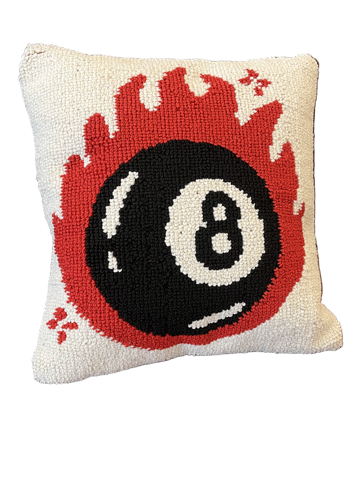 8 Ball Fire cushion cover by THE DRIP CO. RUGS