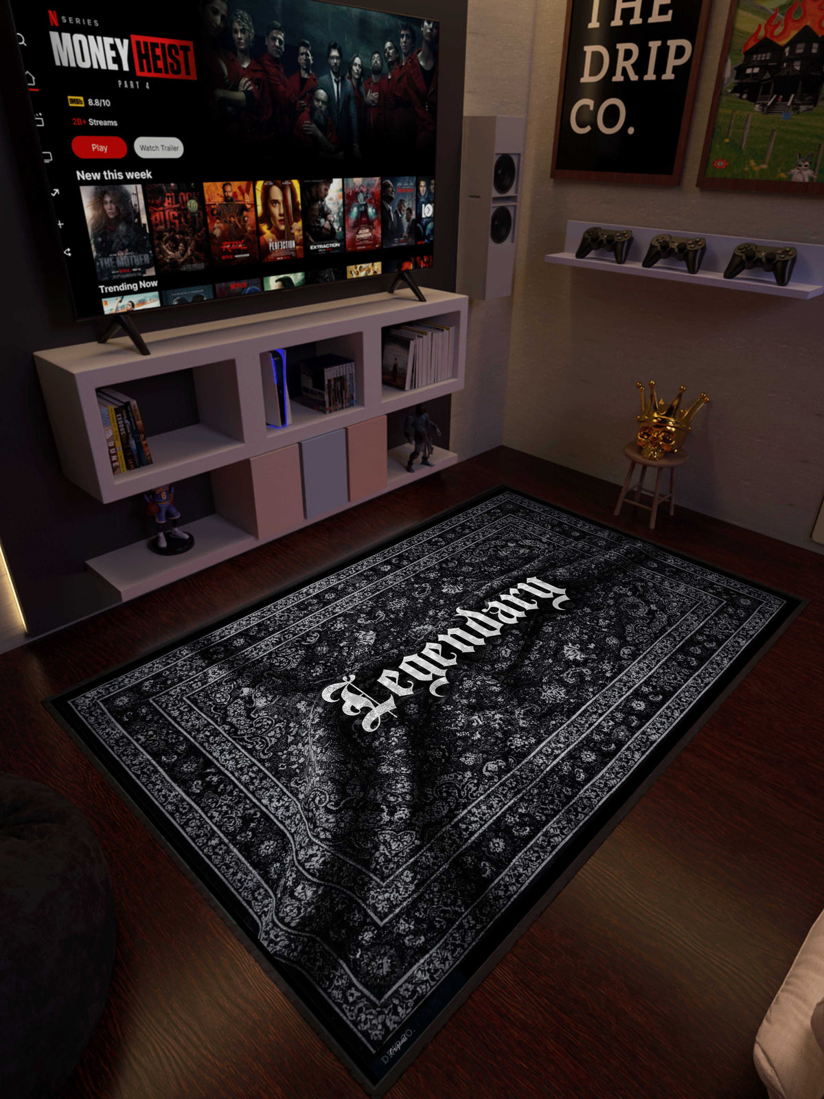 Legendary traditional design Washable Custom Rug by THE DRIP CO. RUGS