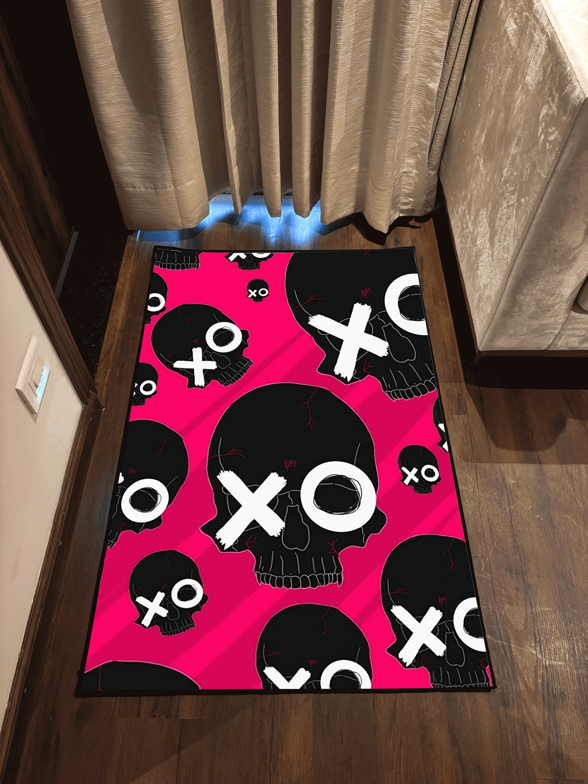 Pink Skull Washable Custom Rug by THE DRIP CO. RUGS