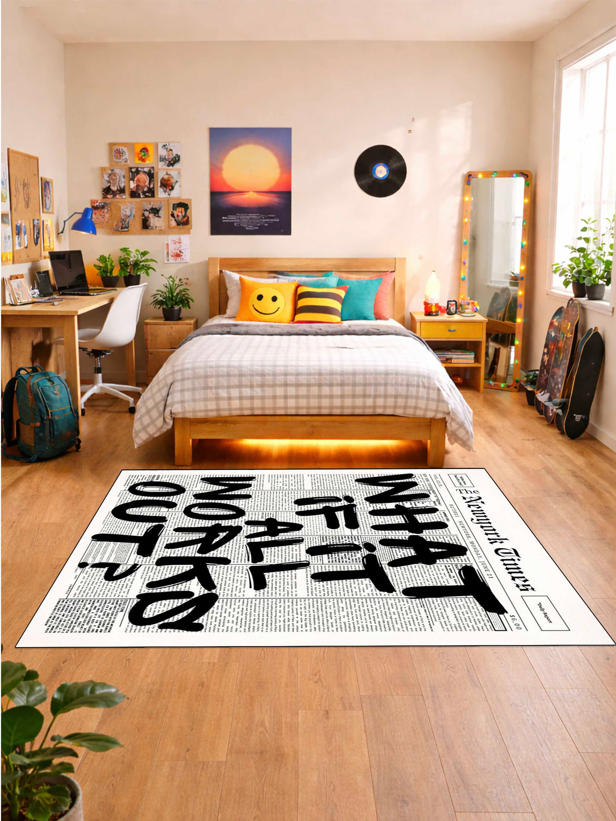 What if it all works out ? Printed Washable Custom Rug by THE DRIP CO. RUGS