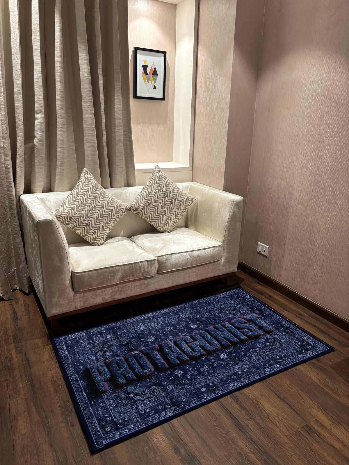 Protagonist Blue traditional design Washable Custom Rug by THE DRIP CO. RUGS