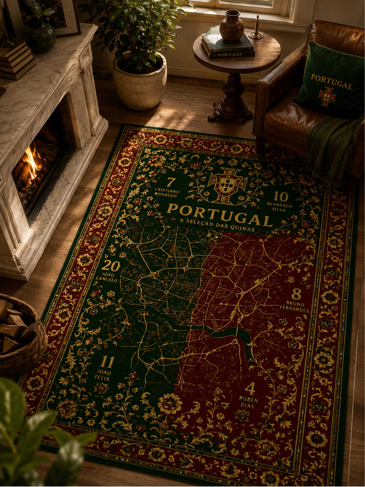 Portugal Football Traditional Washable Rug by THE DRIP CO. RUGS
