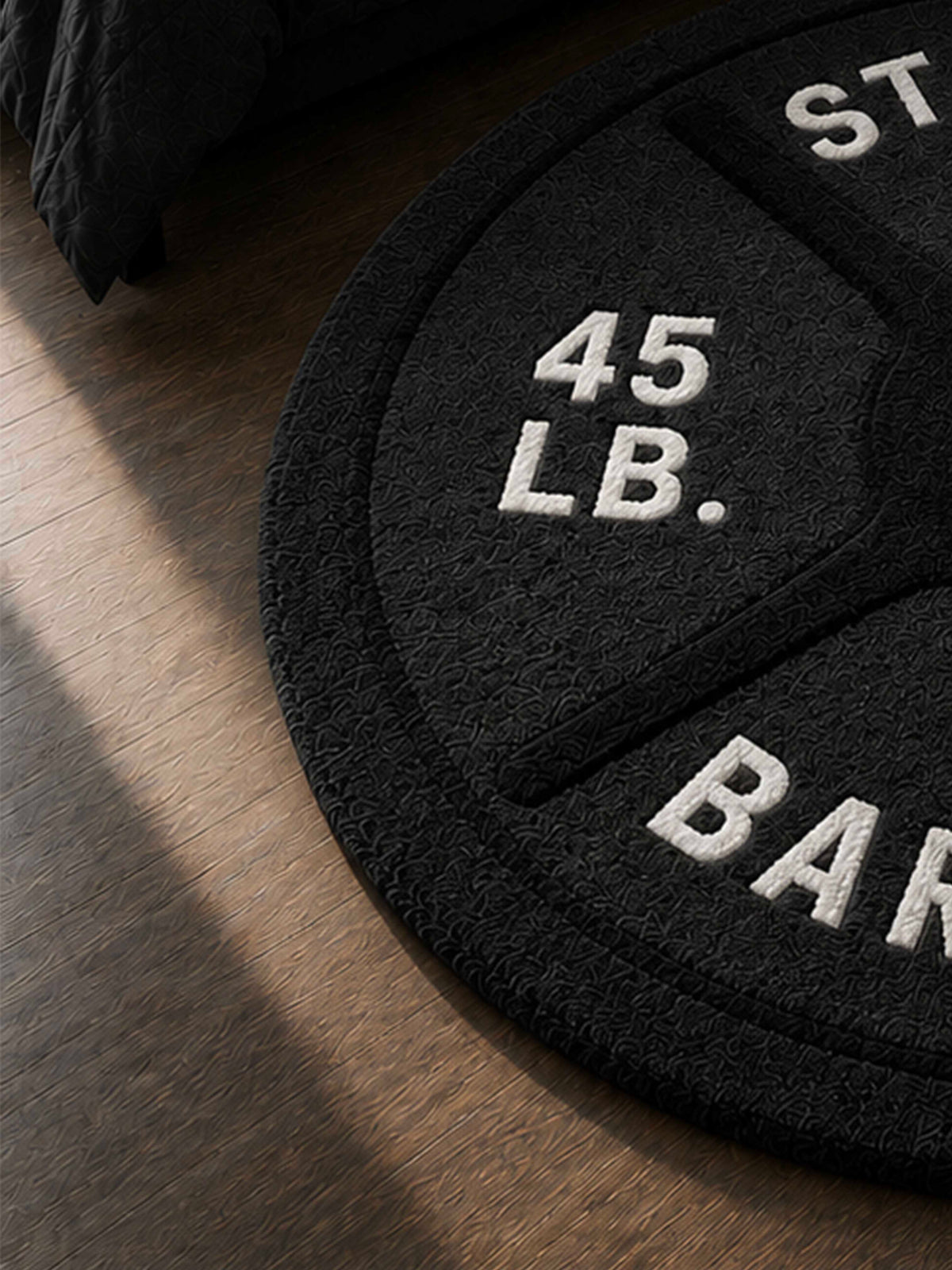 Black Barbell Hand Tufted Rug by THE DRIP CO. RUGS