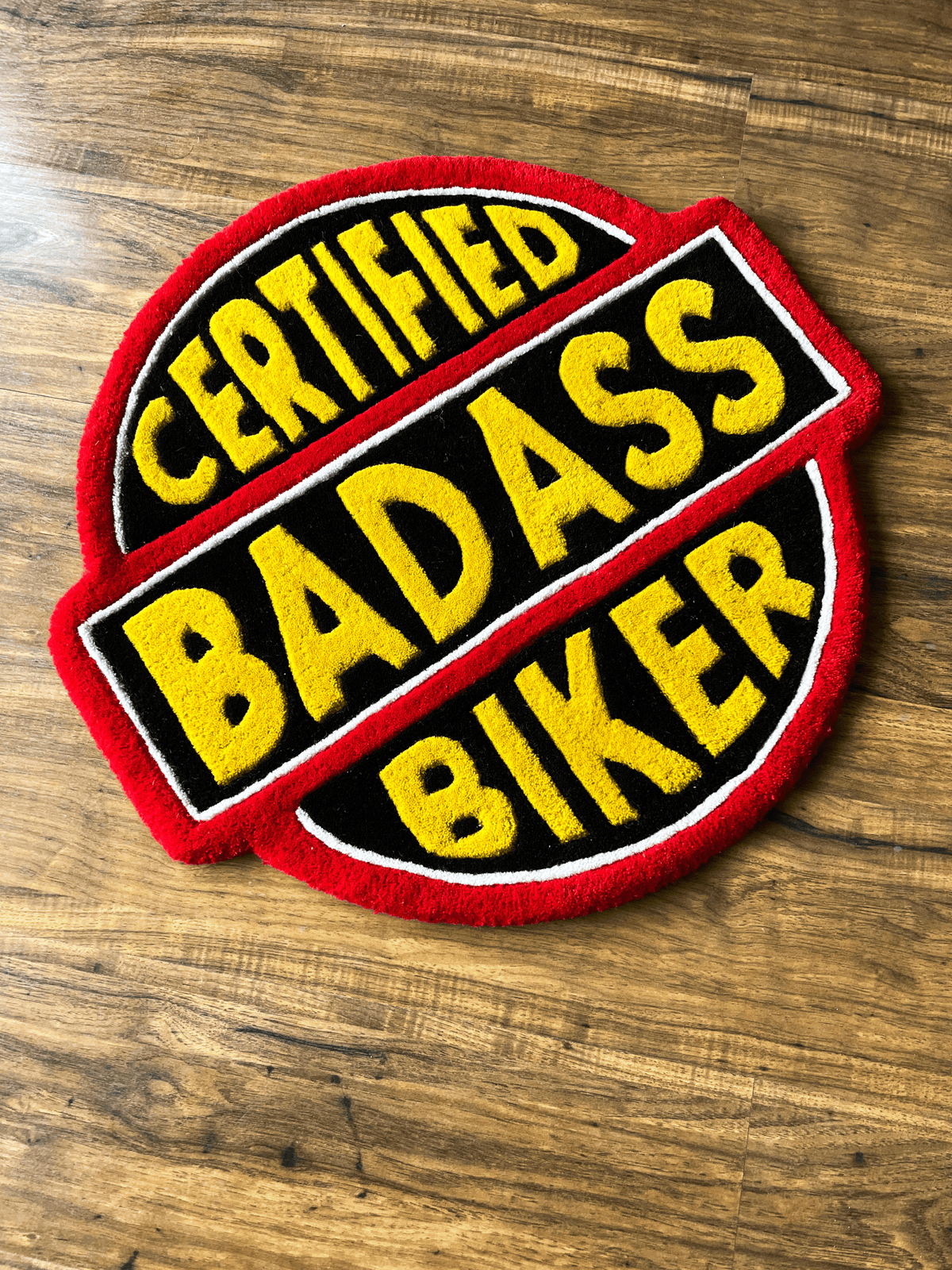 BadAss Biker Hand Tufted Custom Rug by THE DRIP CO. RUGS
