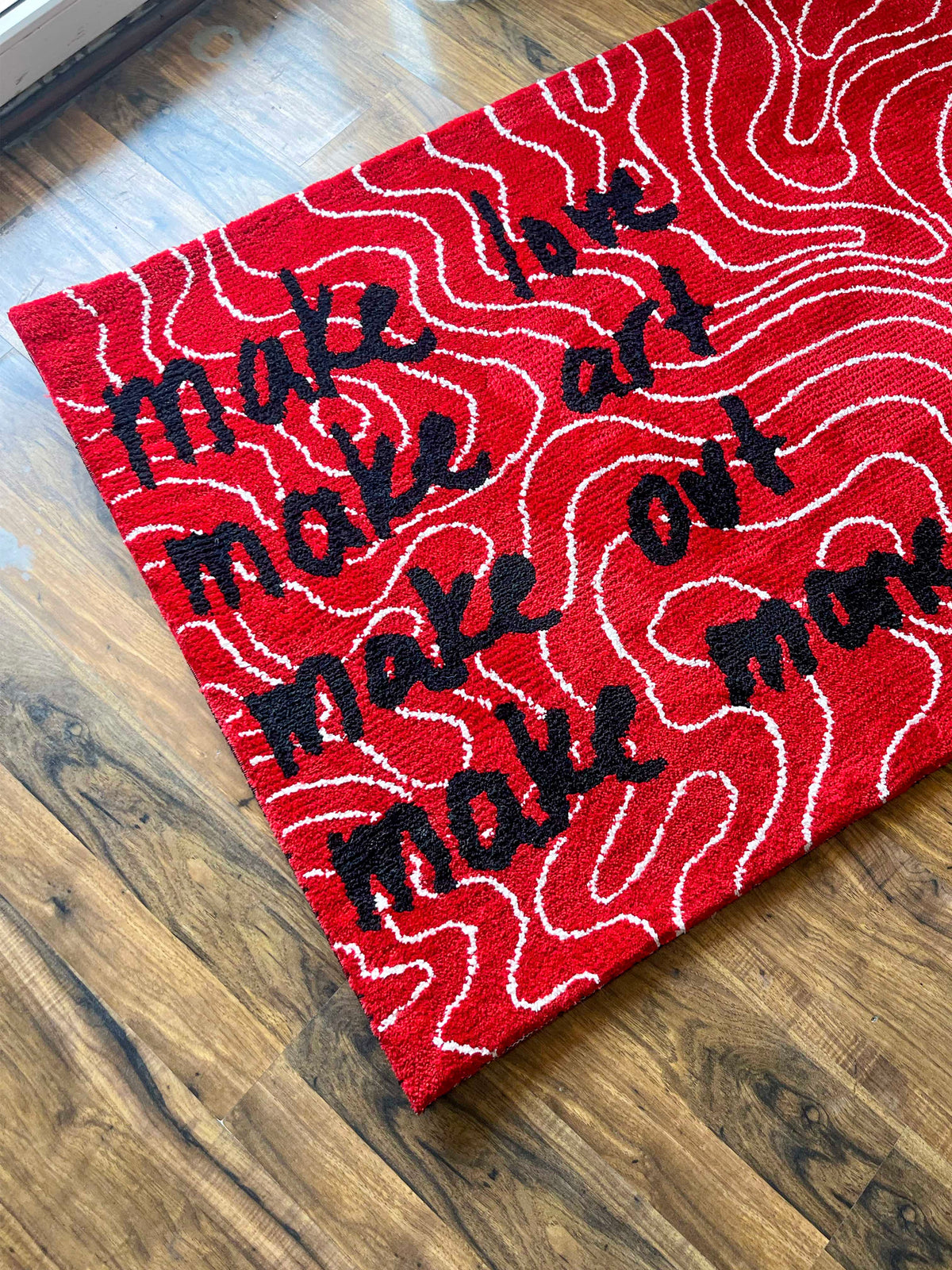 Make love, Make art, make out Machine Made Custom Rug by THE DRIP CO. RUGS