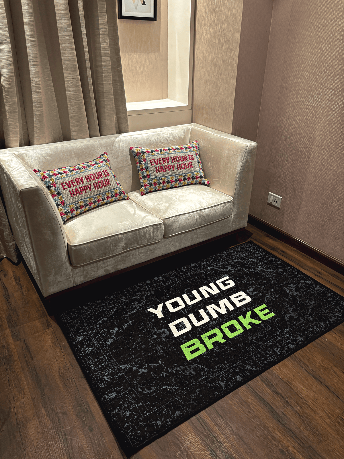 Young Dumb Broke Washable  Custom Rug by THE DRIP CO. RUGS