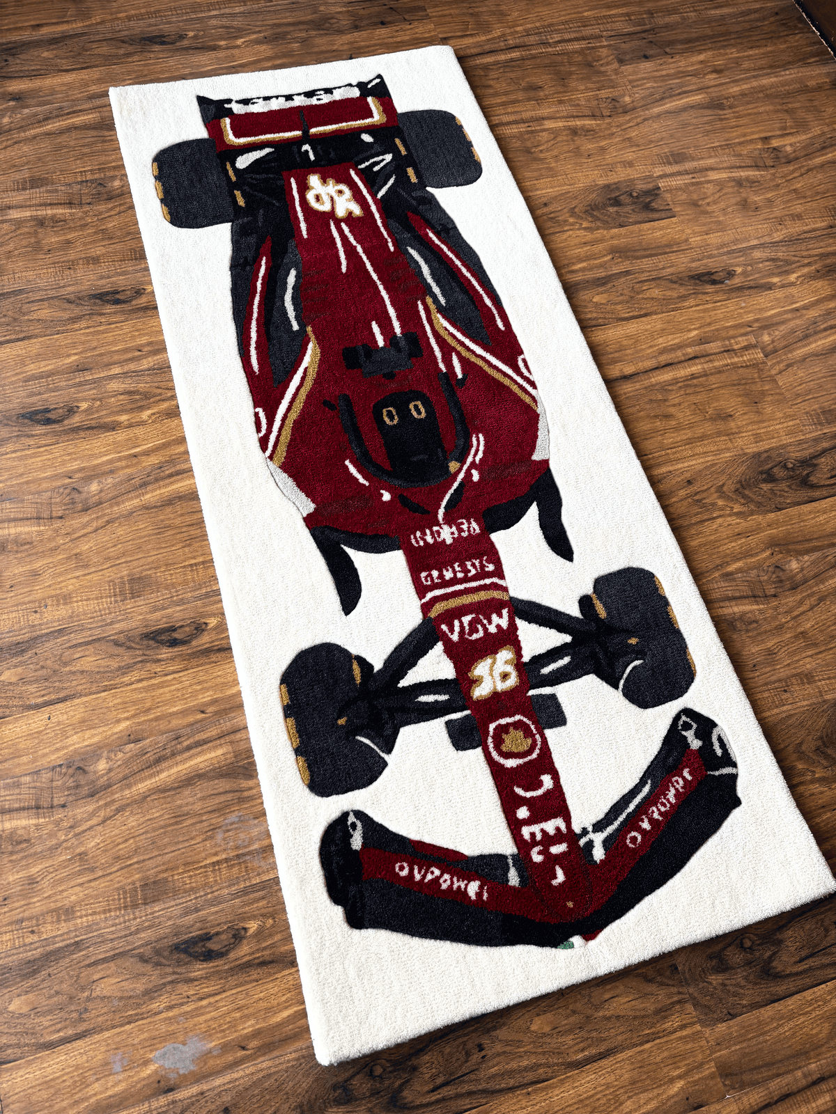 F1 Ferrari inspired Racing Car hand tufted Custom Rug by THE DRIP CO. RUGS