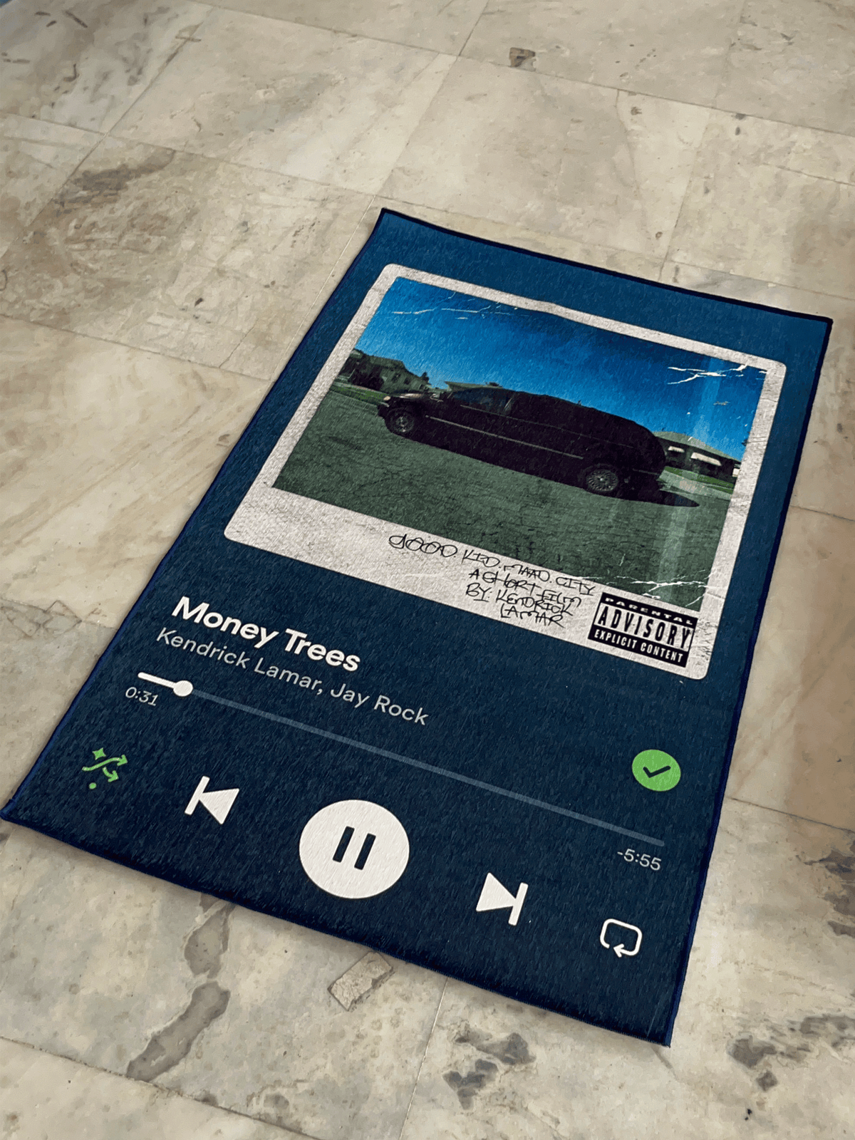 Money Trees Music Album Cover Printed Washable  Custom Rug by THE DRIP CO. RUGS