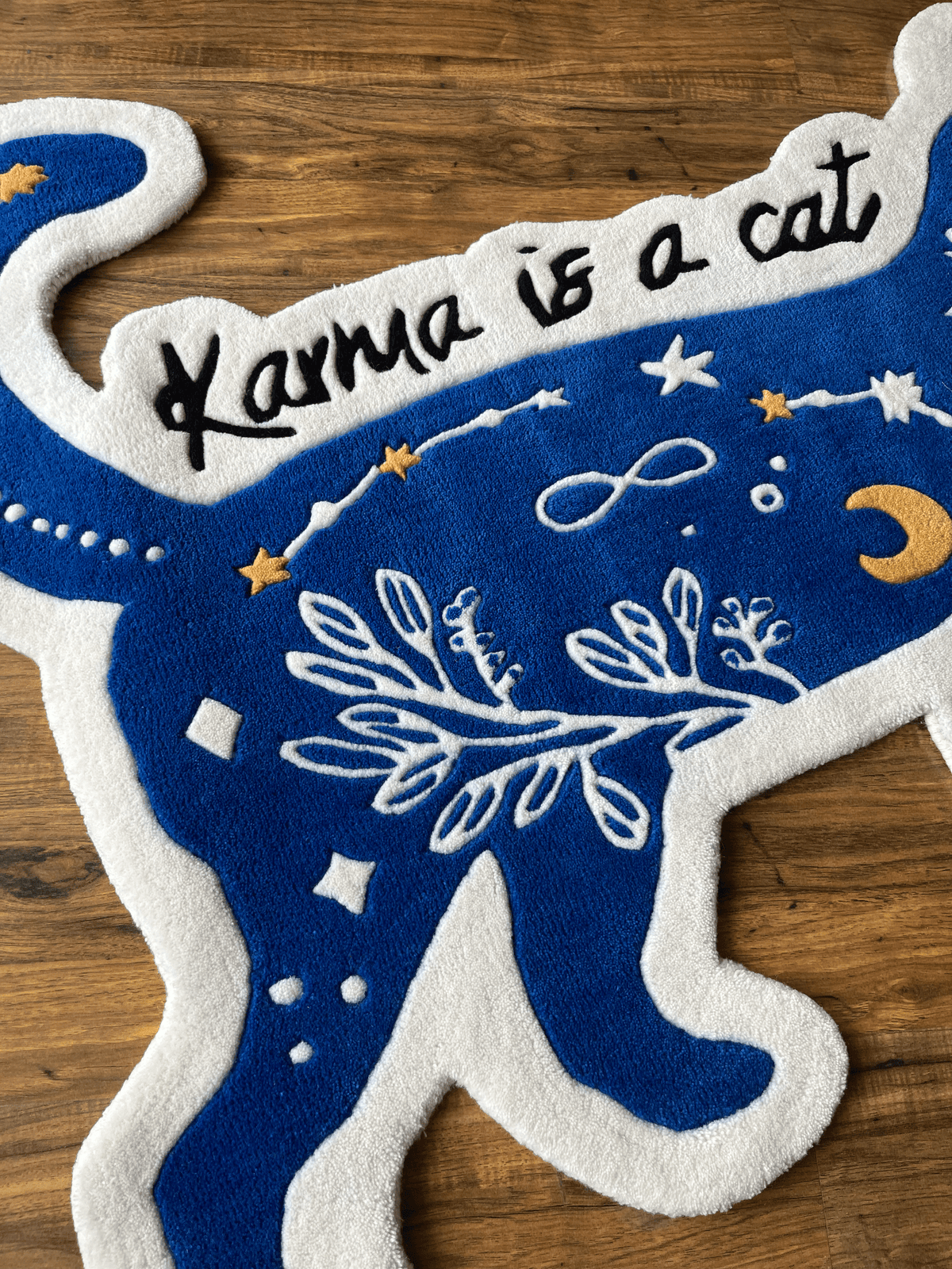karma is a Cat hand tufted Custom Rug by The Drip Co. by THE DRIP CO. RUGS