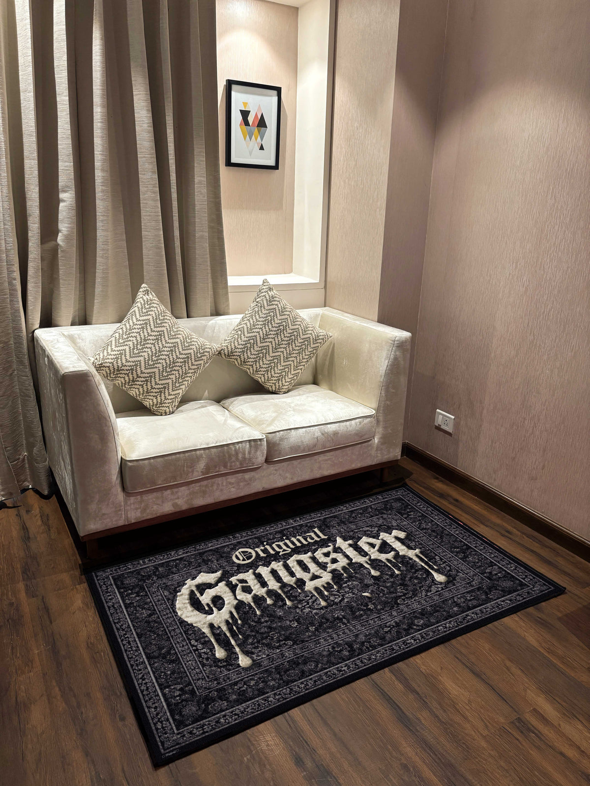OG Gangster Black traditional design Washable Custom Rug by THE DRIP CO. RUGS