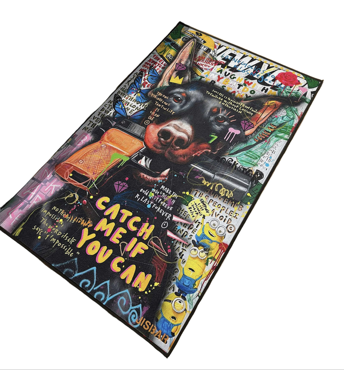 Dog graffiti art Washable Custom Rug by THE DRIP CO. RUGS