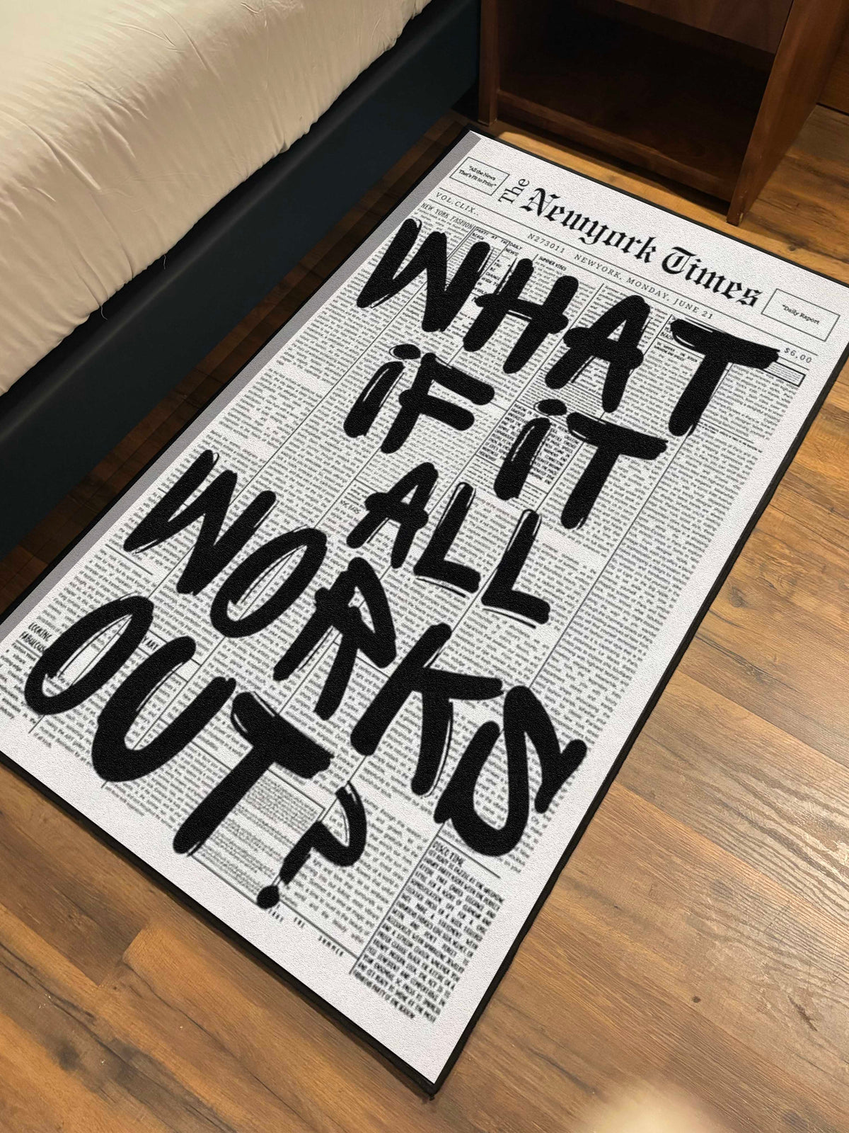 What if it all works out ? Printed Washable Custom Rug by THE DRIP CO. RUGS