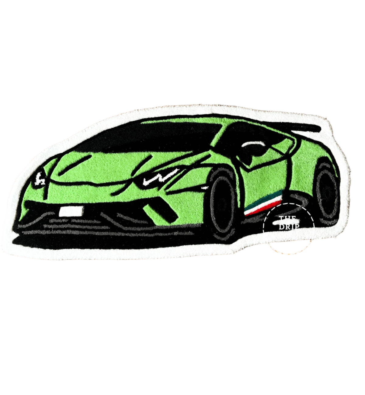Green Sports Car  Hand Tufted Custom Rug by THE DRIP CO. RUGS