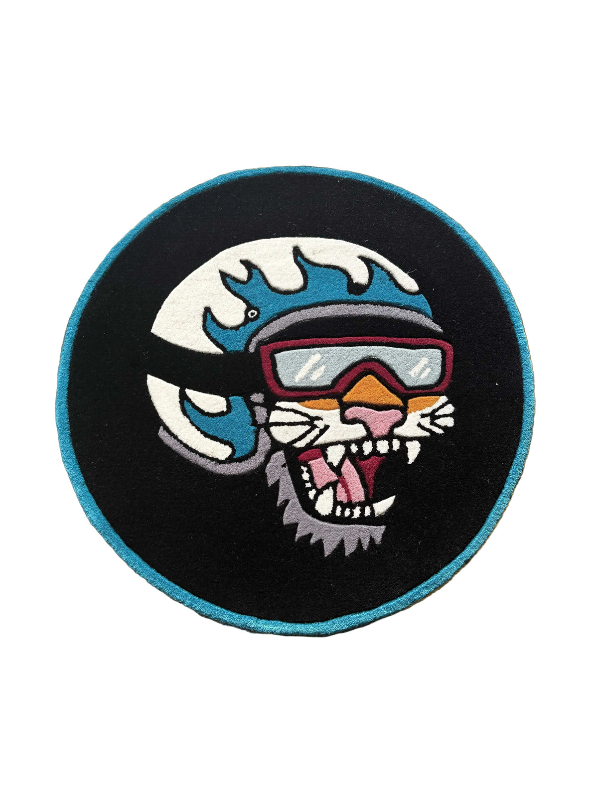 Cat biker Hand Tufted Custom Rug by THE DRIP CO. RUGS