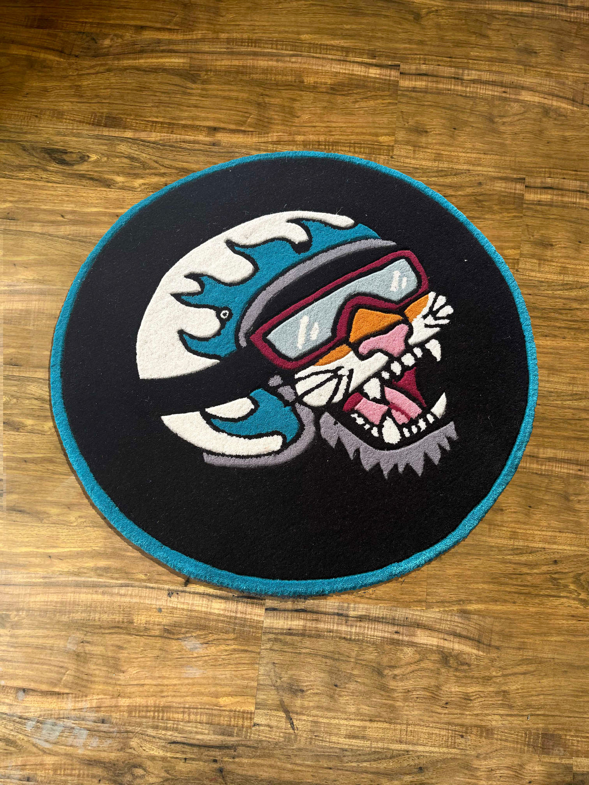 Cat biker Hand Tufted Custom Rug by THE DRIP CO. RUGS