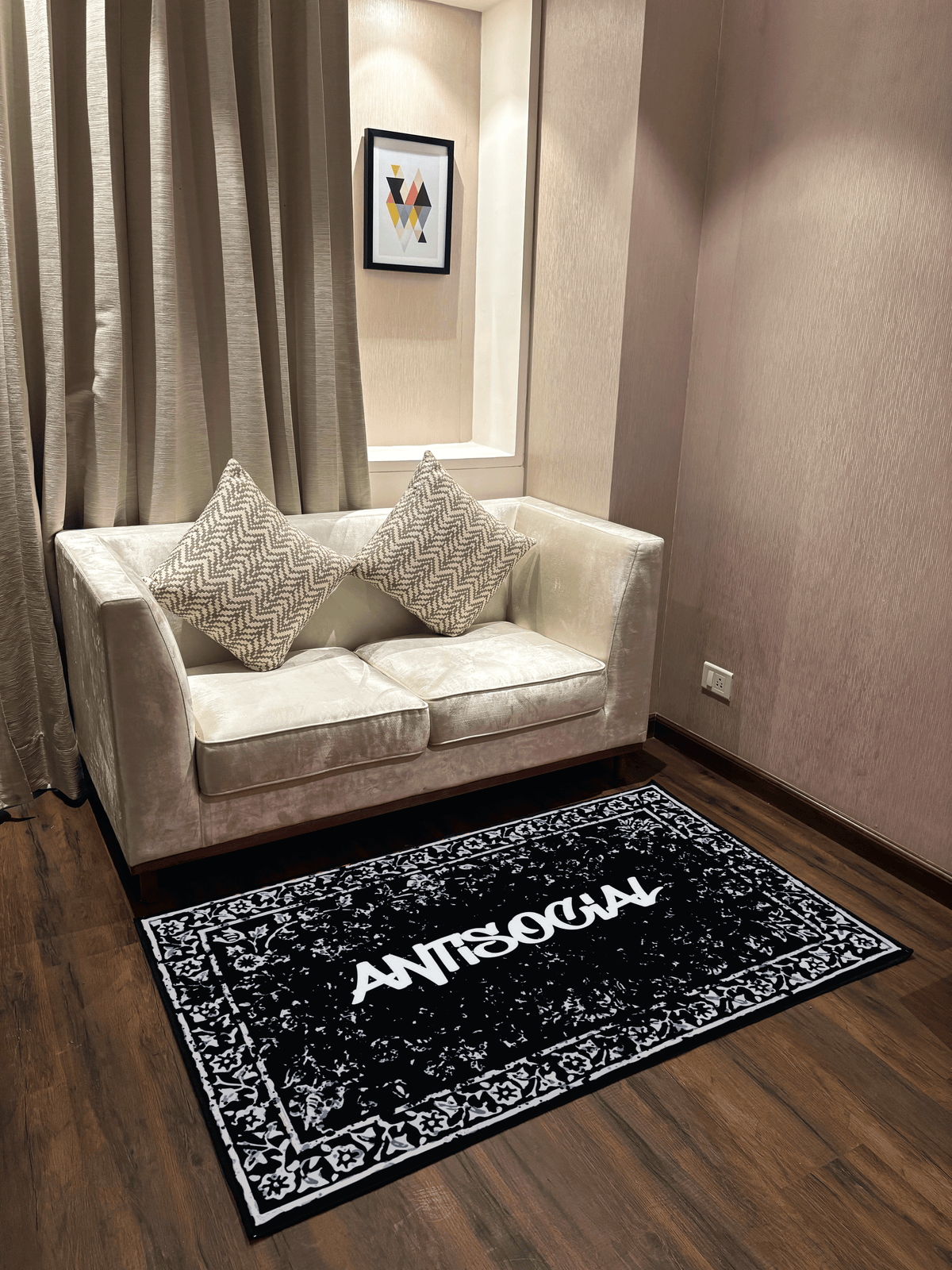 Anti Social Traditional design Washable  Custom Rug by THE DRIP CO. RUGS