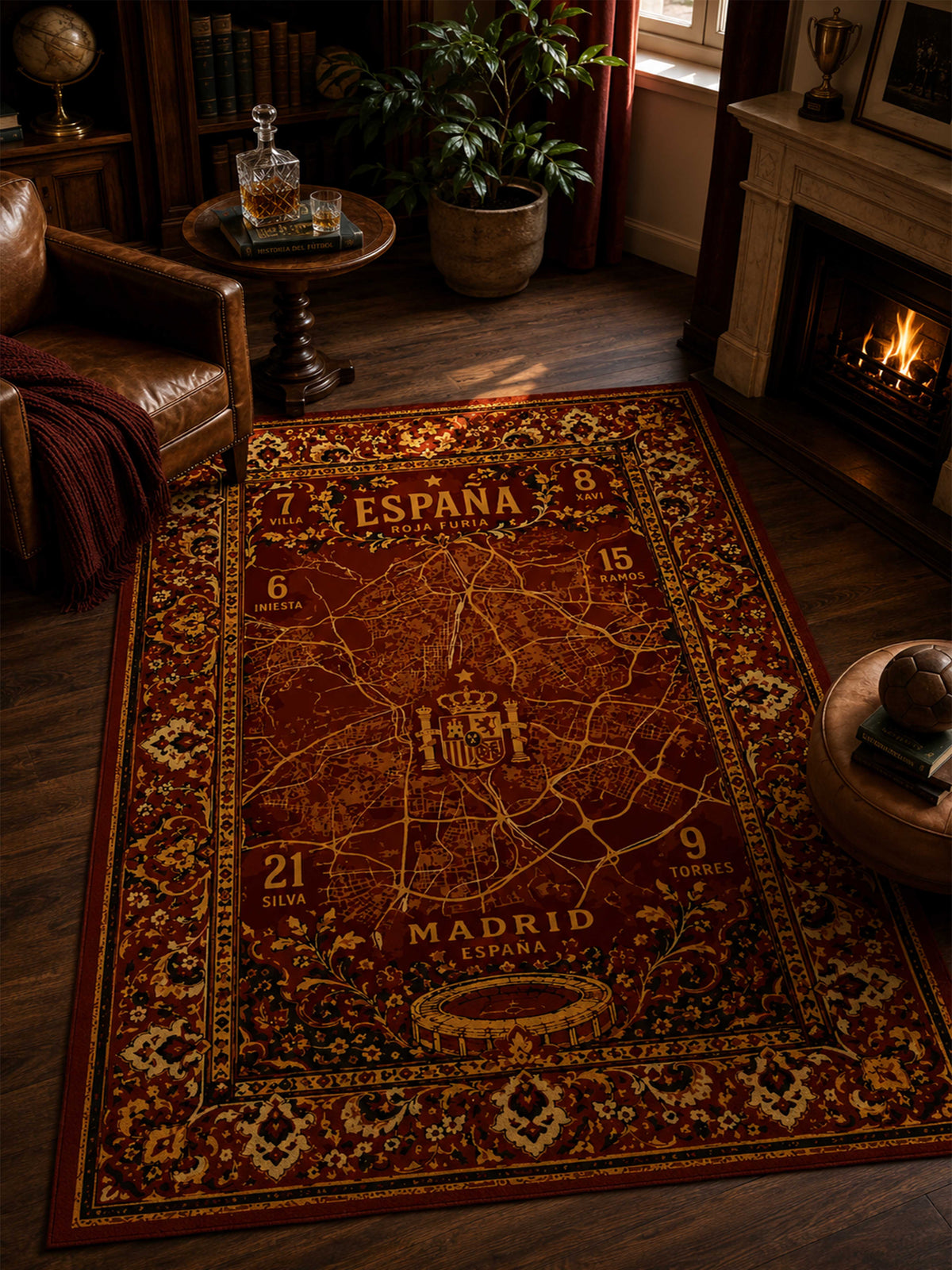 Spain Football Traditional Washable Rug by THE DRIP CO. RUGS