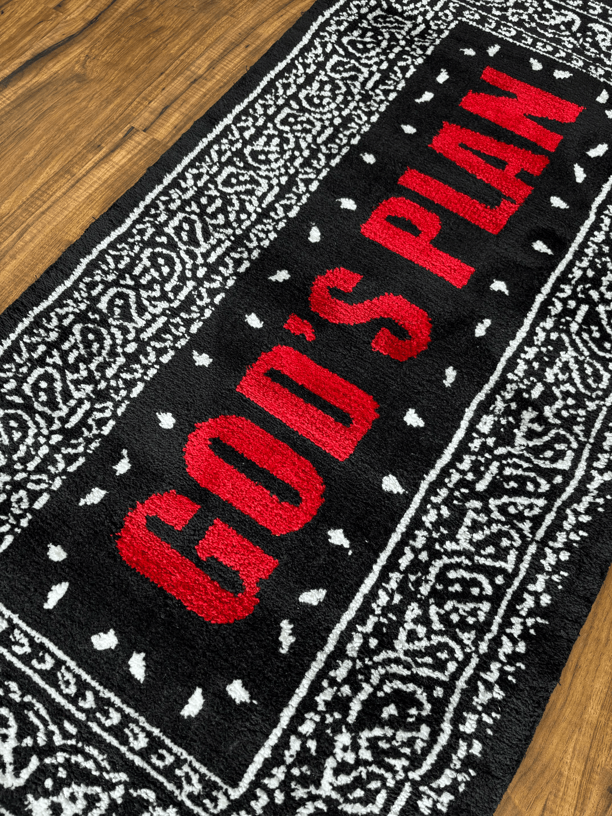 Gods Plan Red Machine Tufted Custom Rug by THE DRIP CO. RUGS
