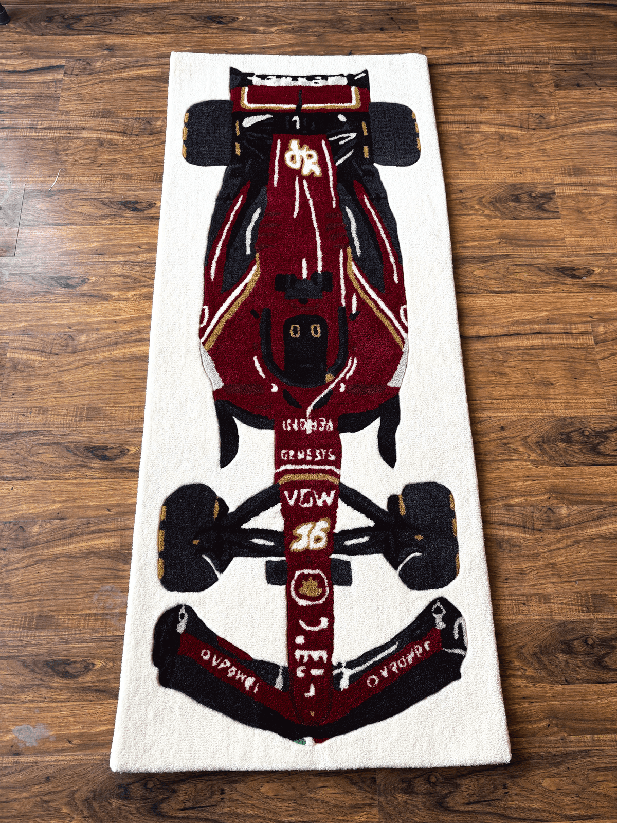 F1 Ferrari inspired Racing Car hand tufted Custom Rug by THE DRIP CO. RUGS