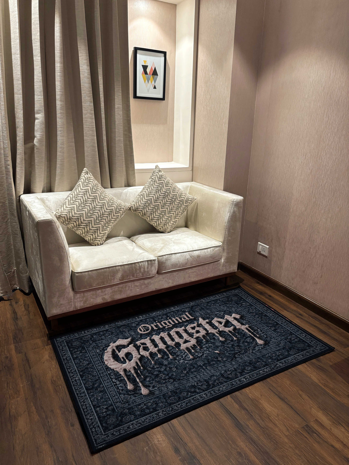 OG Gangster Blue traditional design Washable Custom Rug by THE DRIP CO. RUGS