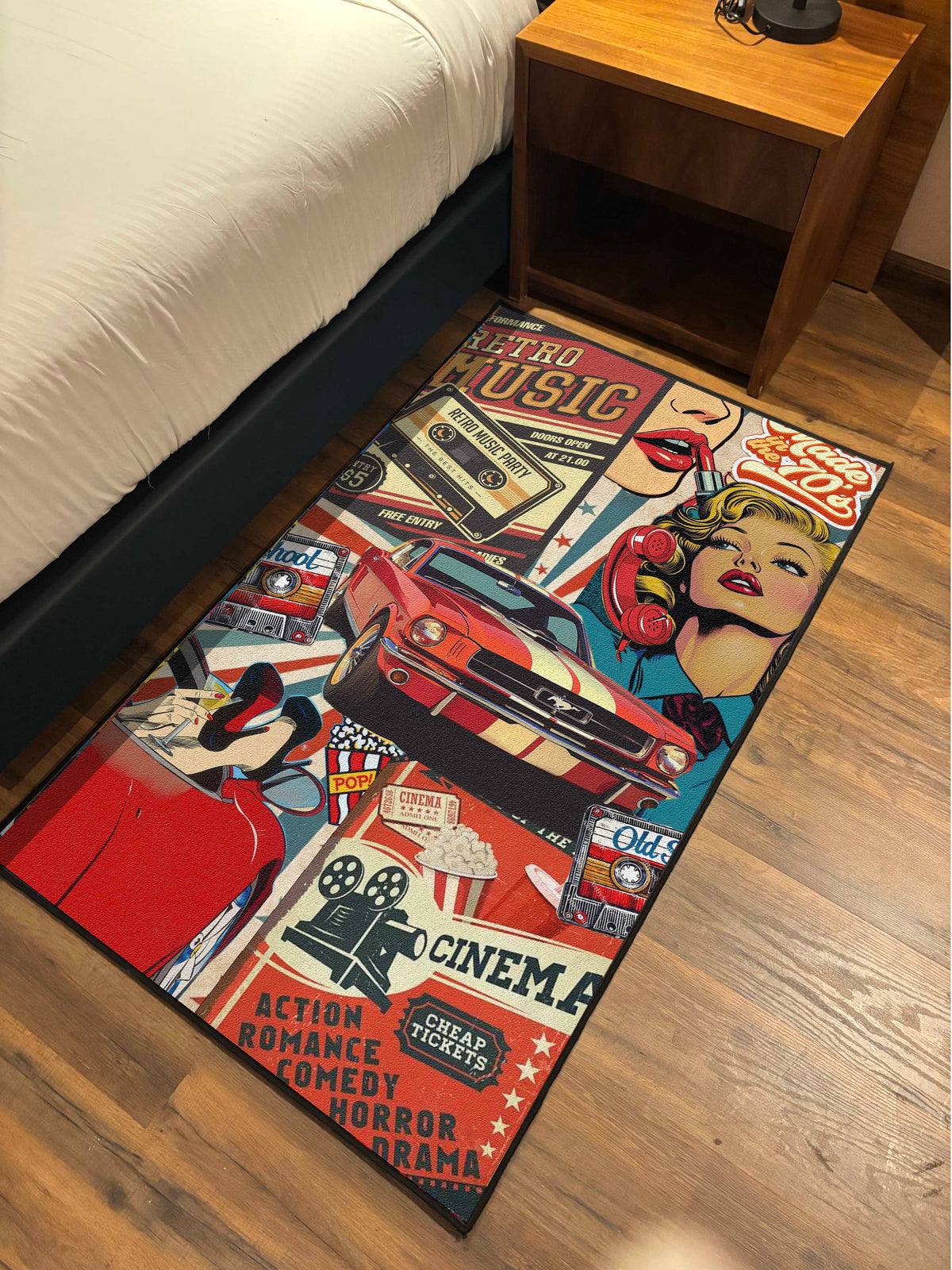 Retro collage art Washable Custom Rug by THE DRIP CO. RUGS