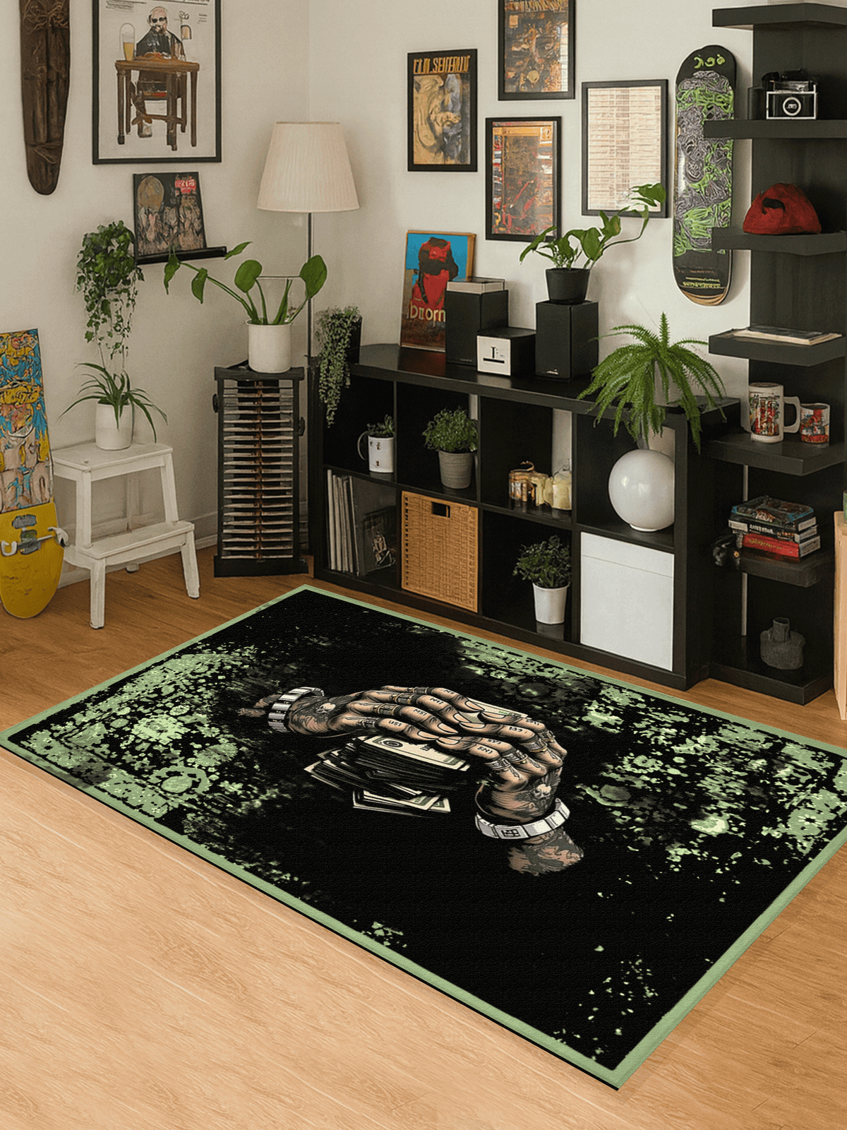 Money in Hands Washable Custom Rug by THE DRIP CO. RUGS
