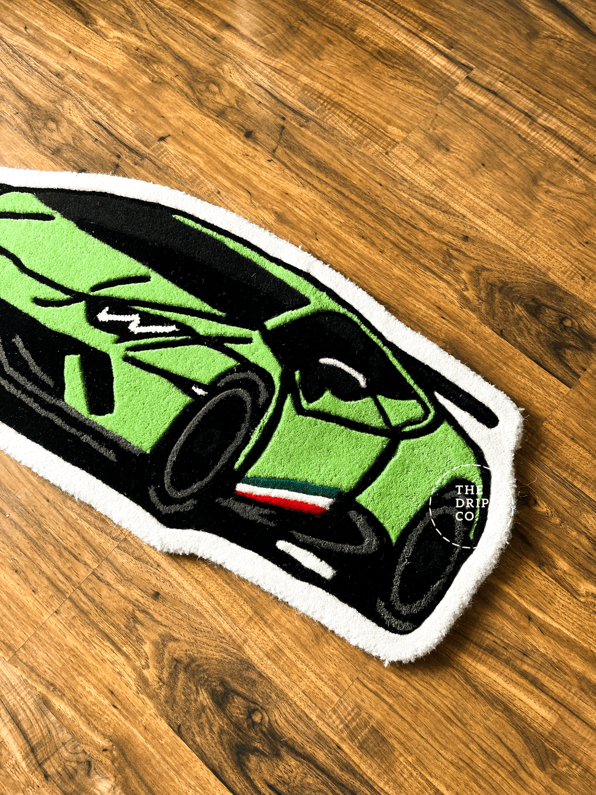 Green Sports Car  Hand Tufted Custom Rug by THE DRIP CO. RUGS