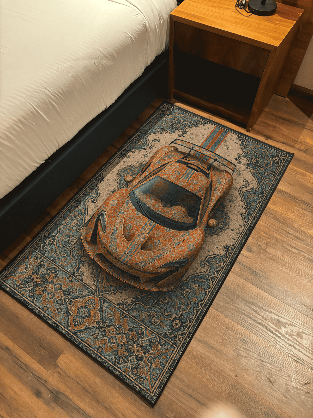 Racing car traditional design Washable Custom Rug by THE DRIP CO. RUGS