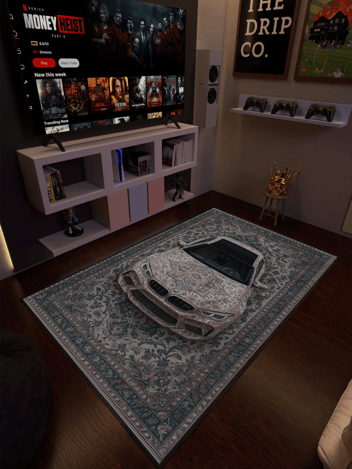 M Speed Sports car traditional design Washable Custom Rug by THE DRIP CO. RUGS