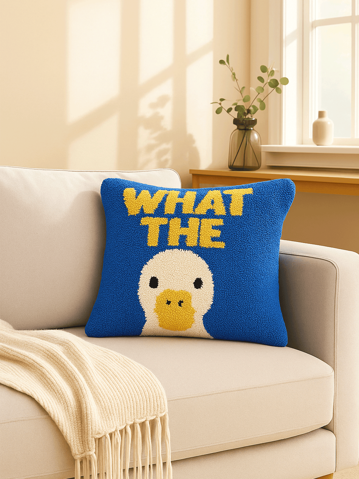 What The Duck Cushion cover by THE DRIP CO. RUGS