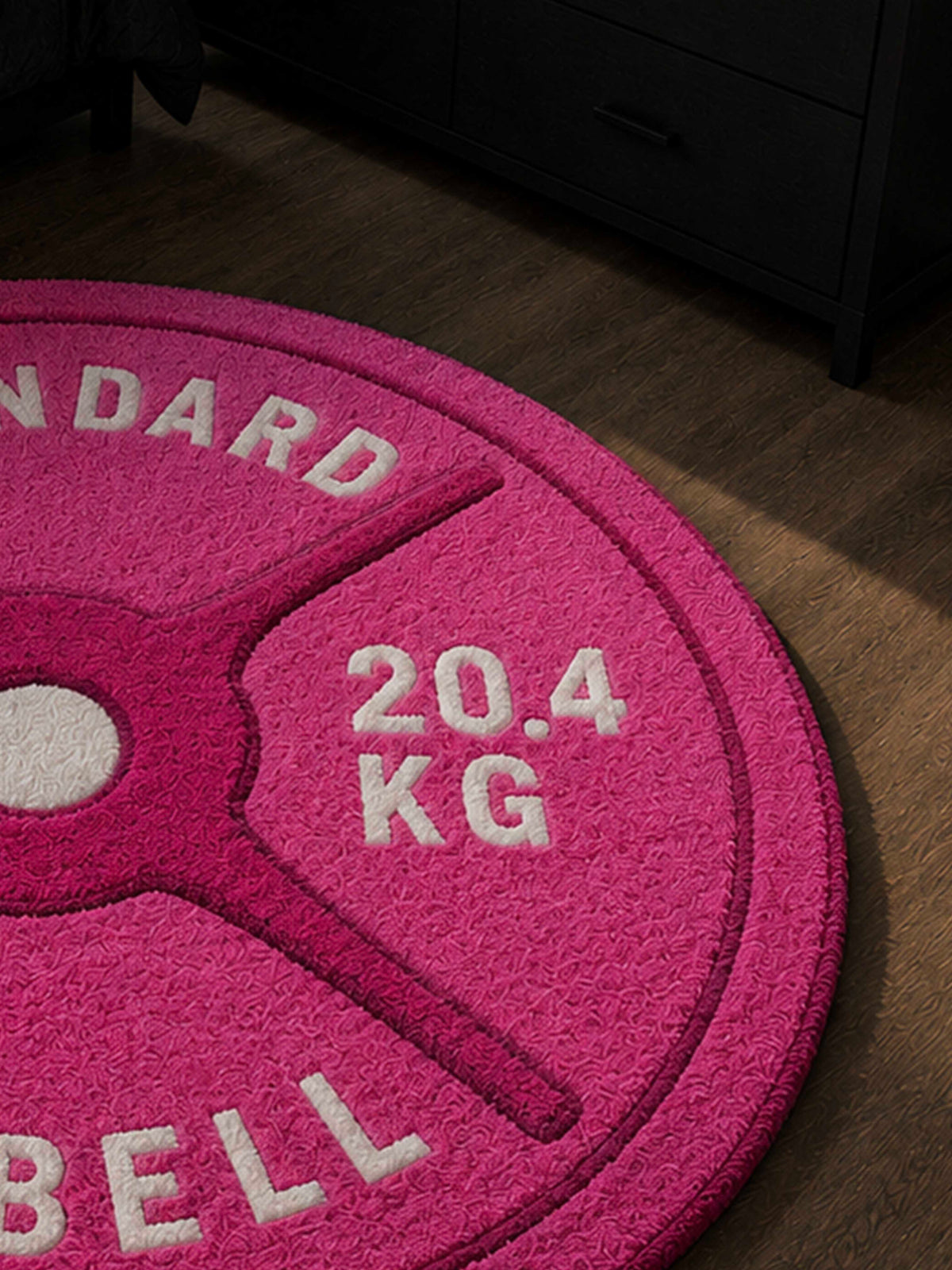 Pink Barbell Hand Tufted Rug by THE DRIP CO. RUGS