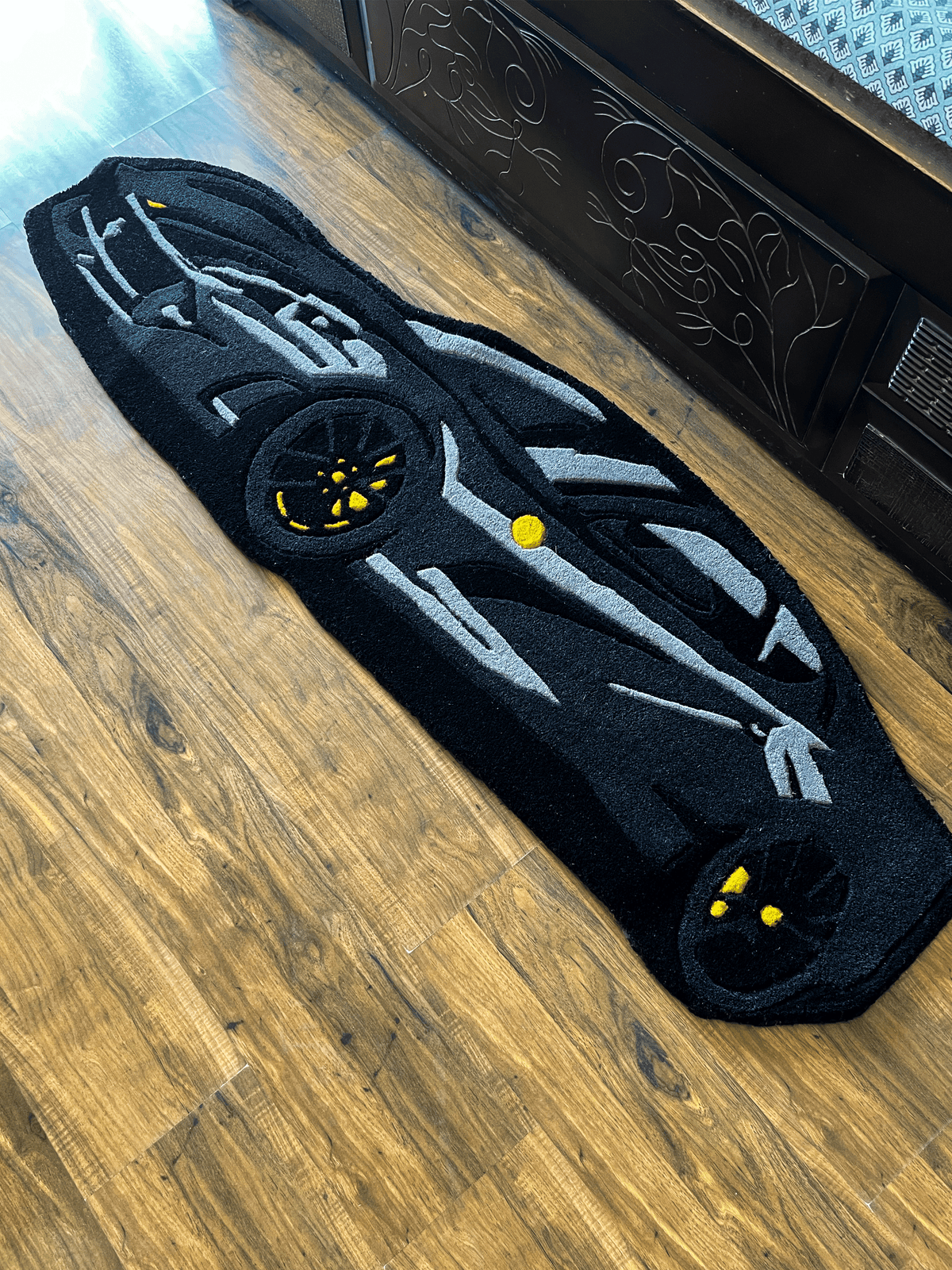 Black super Car Hand Tufted Custom Rug by THE DRIP CO. RUGS