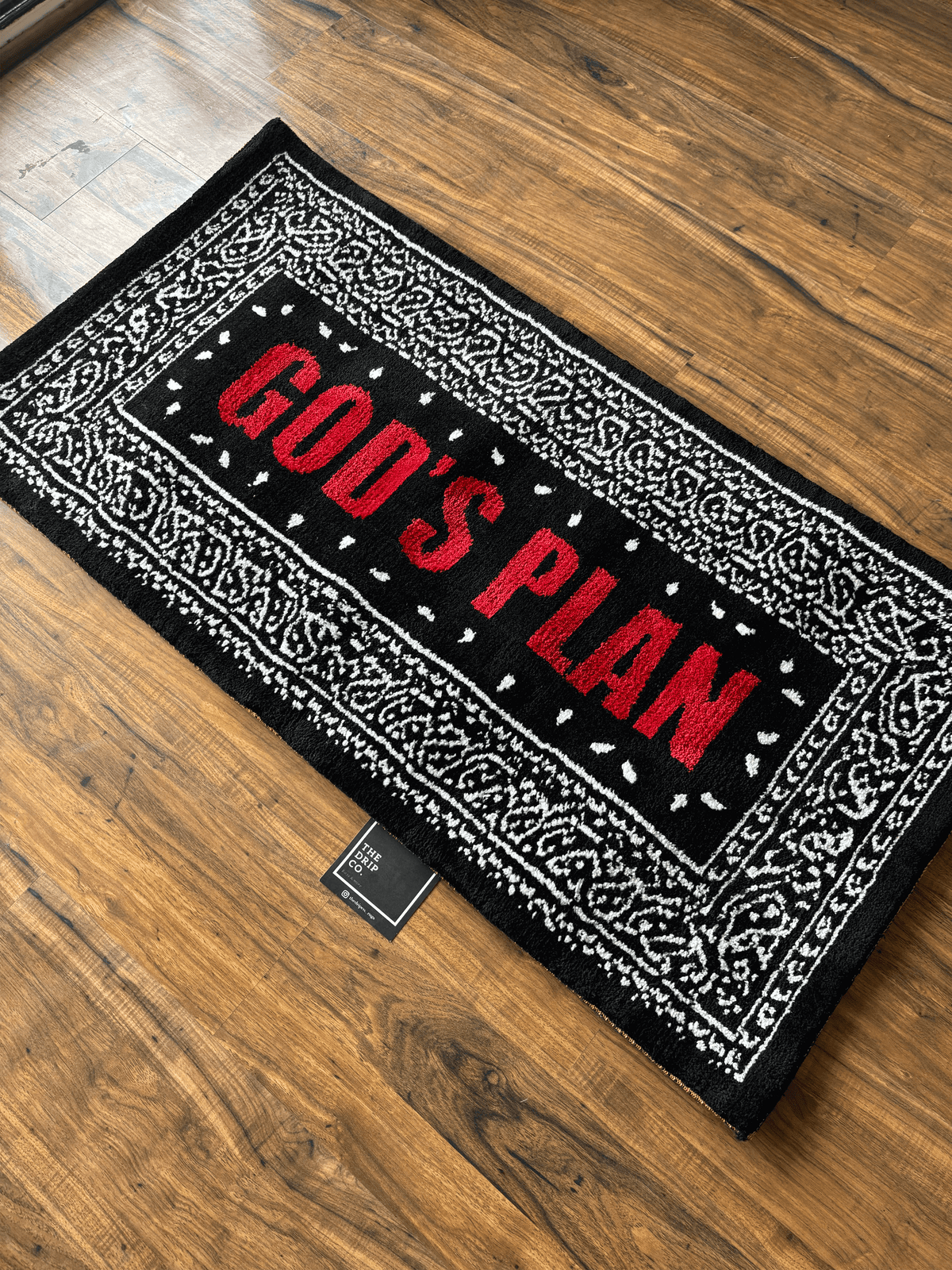 Gods Plan Red Machine Tufted Custom Rug by THE DRIP CO. RUGS